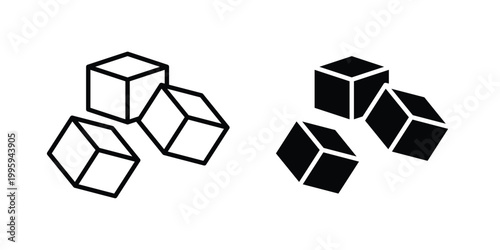 Ice icon design. Editable silhouette and Thin Stroke outlined icons pack