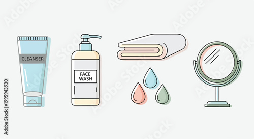 Set of 4 Skincare and Beauty Product Icons Vector