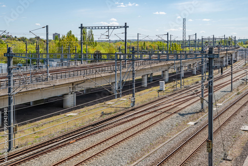 Railway tracks in near Swanscombe railway station, Kent, UK