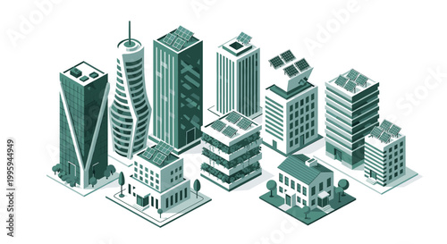 A clean and contemporary vector illustration of a building with trees. Evokes a sense of growth and urban development, perfect for business or environ
