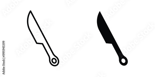 Kitchen knife icon design. Editable silhouette and Thin Stroke outlined icons pack