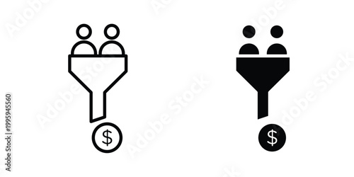 Lead conversion icon design. Editable silhouette and Thin Stroke outlined icons pack