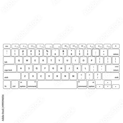  keyboard layout. The layout of the keyboard buttons. Isolated vector illustration
