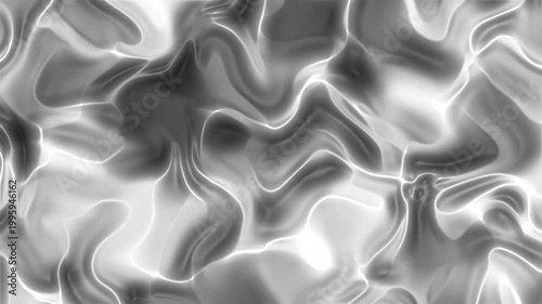 Abstract liquid motion background, fluid waves and glowing lines in grayscale