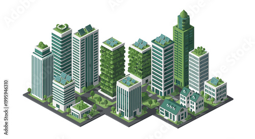 Clean, modern isometric illustration of an office building. Conveys professionalism and growth, ideal for business presentations or website background