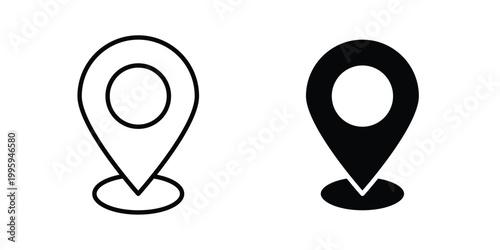 Map marker icon design. Editable silhouette and Thin Stroke outlined icons pack