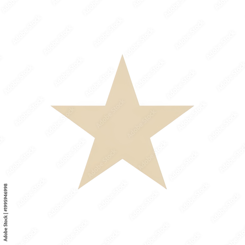 Fototapeta premium A simple, flat, beige five-pointed star shape centered on a solid, deep black background, creating a high-contrast minimalist
