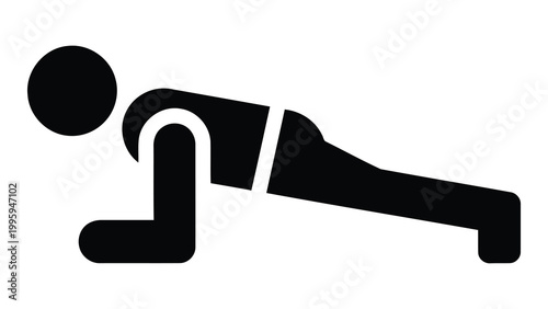 Vector icon of a person performing a plank exercise, representing core strength and fitness training