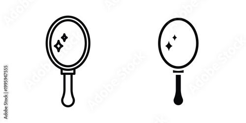 Mirror icon design. Editable silhouette and Thin Stroke outlined icons pack