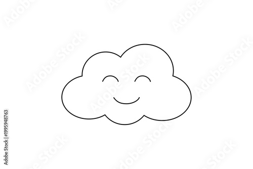 笑顔を浮かべる白い雲のイラスト