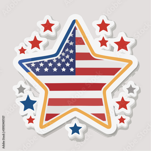 American Flag Star Emblem with Surrounding Stars