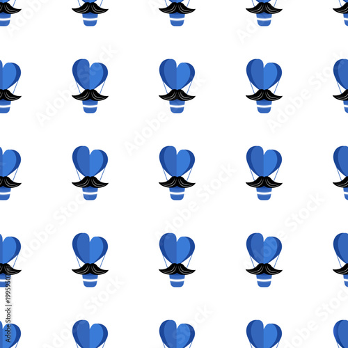 Heart shape balloon with mustache pattern celebrating father day isolated on transparent background