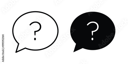Question mark icon design. Editable silhouette and Thin Stroke outlined icons pack