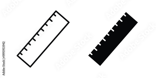 Ruler icon design. Editable silhouette and Thin Stroke outlined icons pack