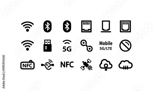 Modern Technology and Connectivity Icons Set