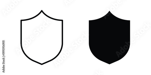 Shield icon design. Editable silhouette and Thin Stroke outlined icons pack