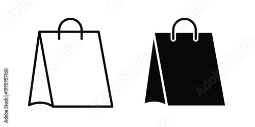 Shopping bag icon design. Editable silhouette and Thin Stroke outlined icons pack