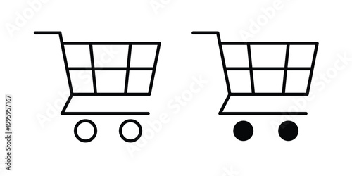 Shopping Cart icon design. Editable silhouette and Thin Stroke outlined icons pack