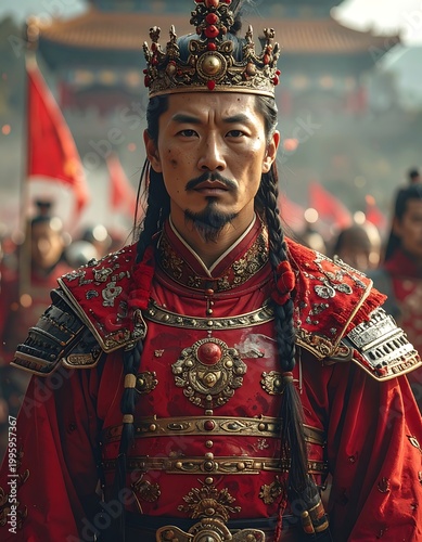 Asian man in traditional royal costume.