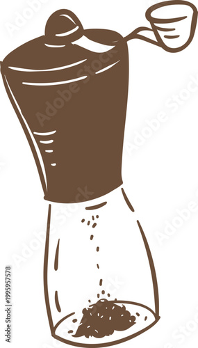 coffee grinder doodle line art hand drawn illustration