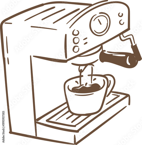 coffee machine doodle line art illustration