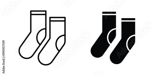 Socks icon design. Editable silhouette and Thin Stroke outlined icons pack