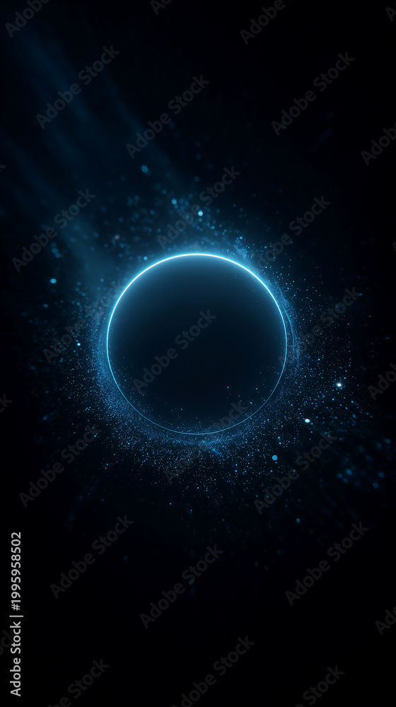 Fototapeta premium Glowing Blue Cosmic Ring With Radiant Energy And Starry Space Background