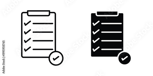 Survey icon design. Editable silhouette and Thin Stroke outlined icons pack