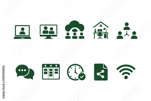 Remote Work Icon Set (10 Icons)