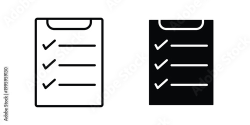 Task list icon design. Editable silhouette and Thin Stroke outlined icons pack