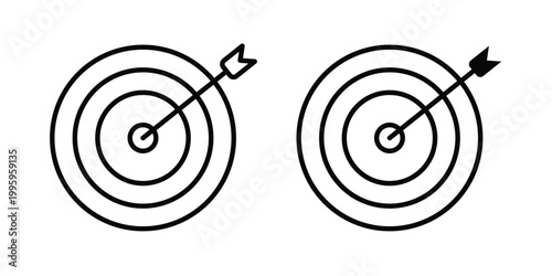 Target icon design. Editable silhouette and Thin Stroke outlined icons pack