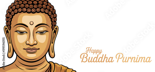 Happy Buddha Purnima Greeting with Lord Buddha Illustration, vesak day