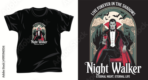 Vampire graphic vector T shirt design print.