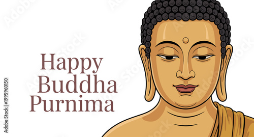 Happy Buddha Purnima Greeting with Lord Buddha Illustration, vesak day