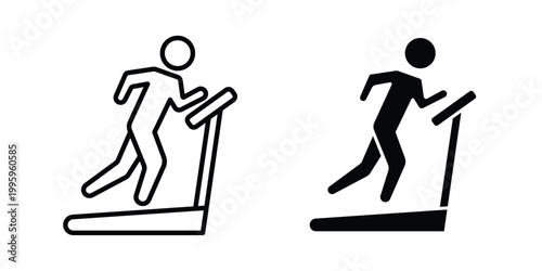 Treadmill icon design. Editable silhouette and Thin Stroke outlined icons pack