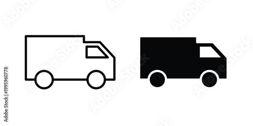 Truck icon design. Editable silhouette and Thin Stroke outlined icons pack