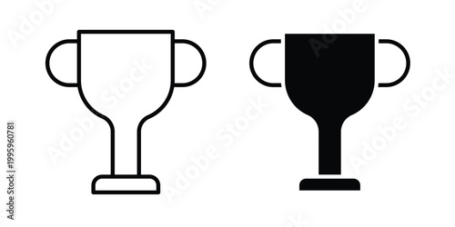 Trophy icon design. Editable silhouette and Thin Stroke outlined icons pack