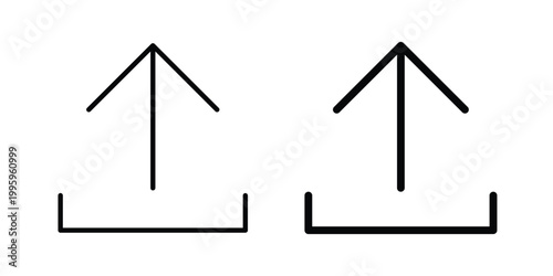 Upload arrow icon design. Editable silhouette and Thin Stroke outlined icons pack