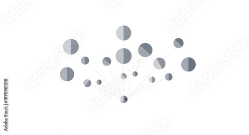 Abstract network of interconnected gray circles on white background.