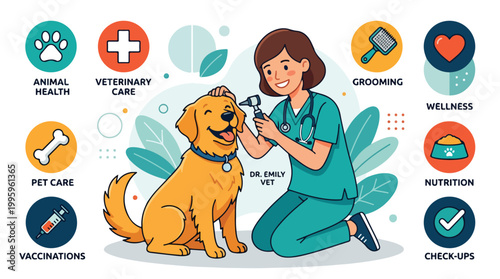 Veterinarian Examines Golden Retriever 10.