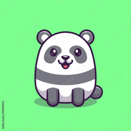 Cute Baby Panda Sitting Cartoon
