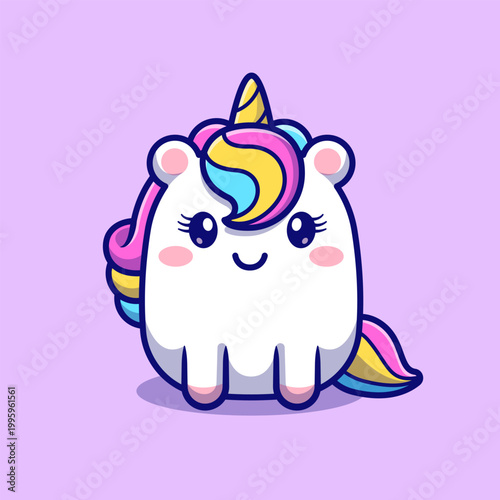 Cute Baby Unicorn Sitting Cartoon