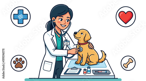 Veterinarian Examining Golden Retriever 2.