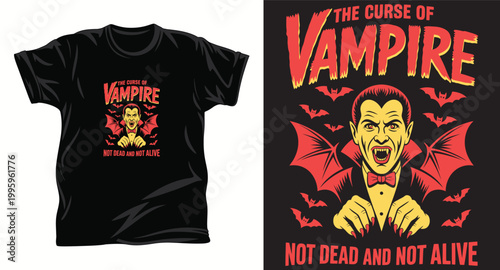 Vampire graphic vector T shirt design print.