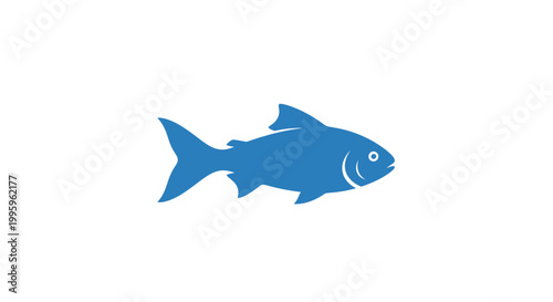 Blue Fish Swimming Sideways Profile View.