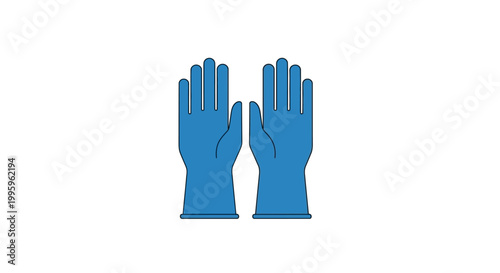 Blue rubber protective work gloves.