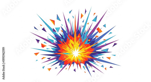 Colorful Abstract Explosion Bursting Outwards.