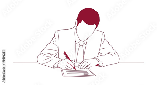 Businessman Writing on a Document.