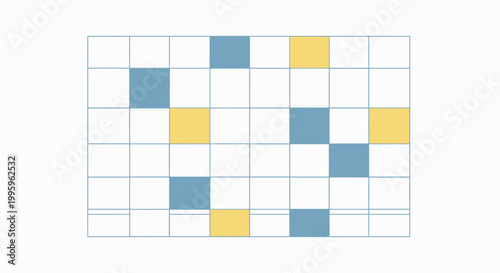 Colorful squares on grid pattern.