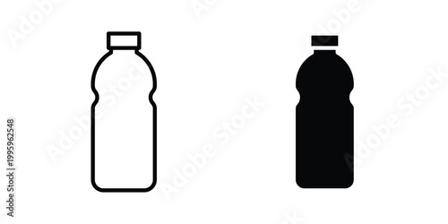 Water bottle icon design. Editable silhouette and Thin Stroke outlined icons pack